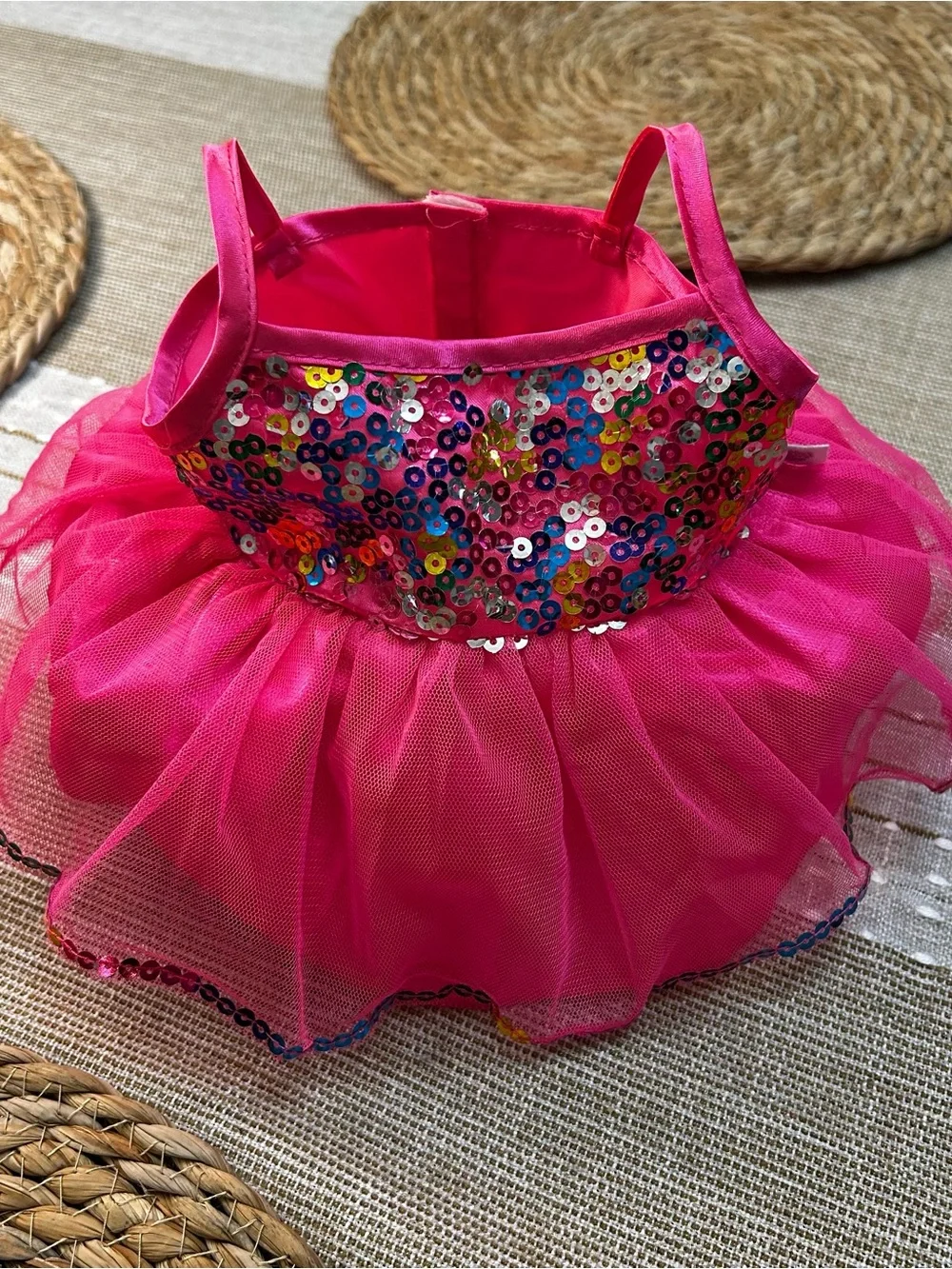 Build-A-Bear Workshop Pink Sequin Tulle Tutu Dress Special Occasion Bear Outfit